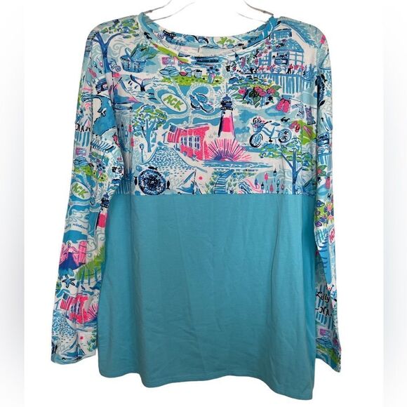 Lilly Pulitzer Blue In Lilly Loves Nantucket Lighthouse Finn Top Small - Picture 1 of 9
